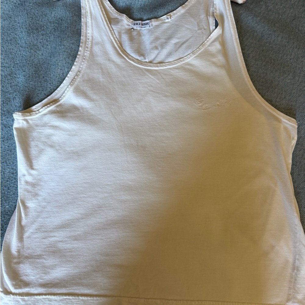 Giorgio Armani White Tank with Logo Tag